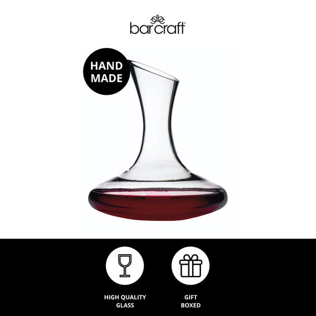 Premium BarCraft Deluxe 1.5 Liter Glass Wine Decanter for Aerating Red Wine - Perfect for Dinner Parties, Wine Tasting & Gift Giving