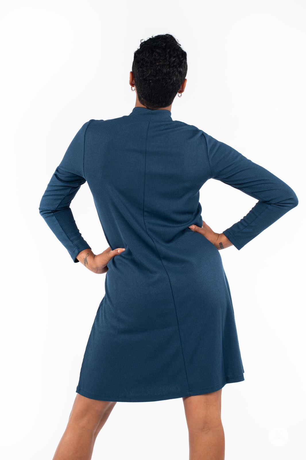 Elegant Mock Neck Ribbed Dress for Women - Stretchy Bodycon Midi Dress for Casual, Office & Party Wear | Perfect for Date Night, Work & Special Occasions