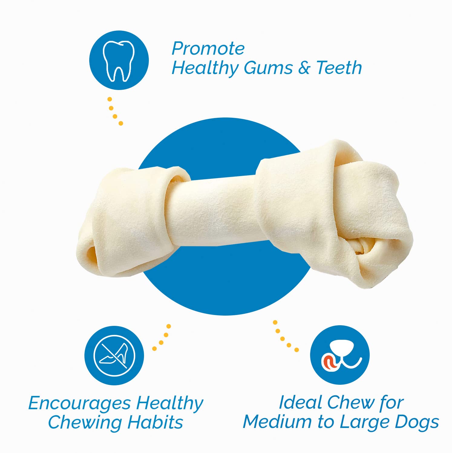 5-6 Inch Natural Rawhide Bones for Dogs - Premium Long Lasting Dog Chews, Free Range Grass-Fed Cattle, No Hormones or Additives (50 Count) - Perfect for Puppy Teething, Aggressive Chewers & Dental Health