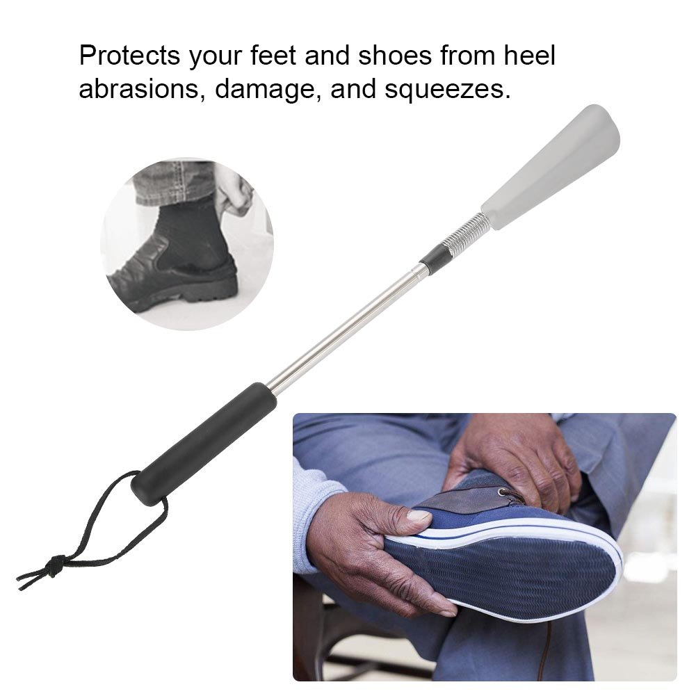 Long Handle Stainless Steel Shoe Horn - Collapsible & Durable Shoehorn for Elderly, Back Pain & Pregnancy - Perfect for Easy Dressing & Mobility Assistance