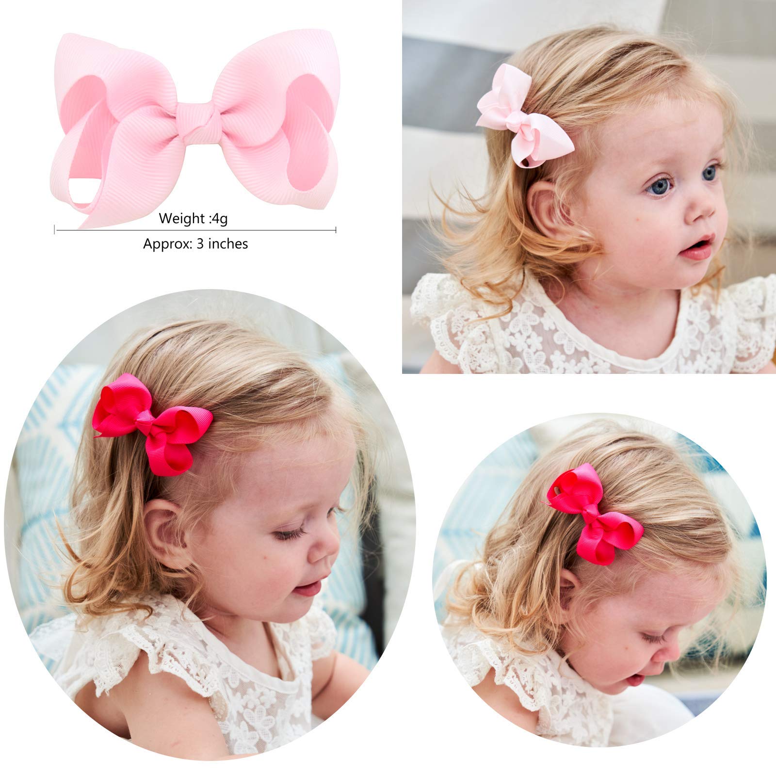 40PCS 3 Inch Hair Bows for Girls - Grosgrain Ribbon Toddler Hair Accessories with Alligator Clips - Baby, Kids & Teens Hair Clips - Perfect for Parties, School & Daily Outfits