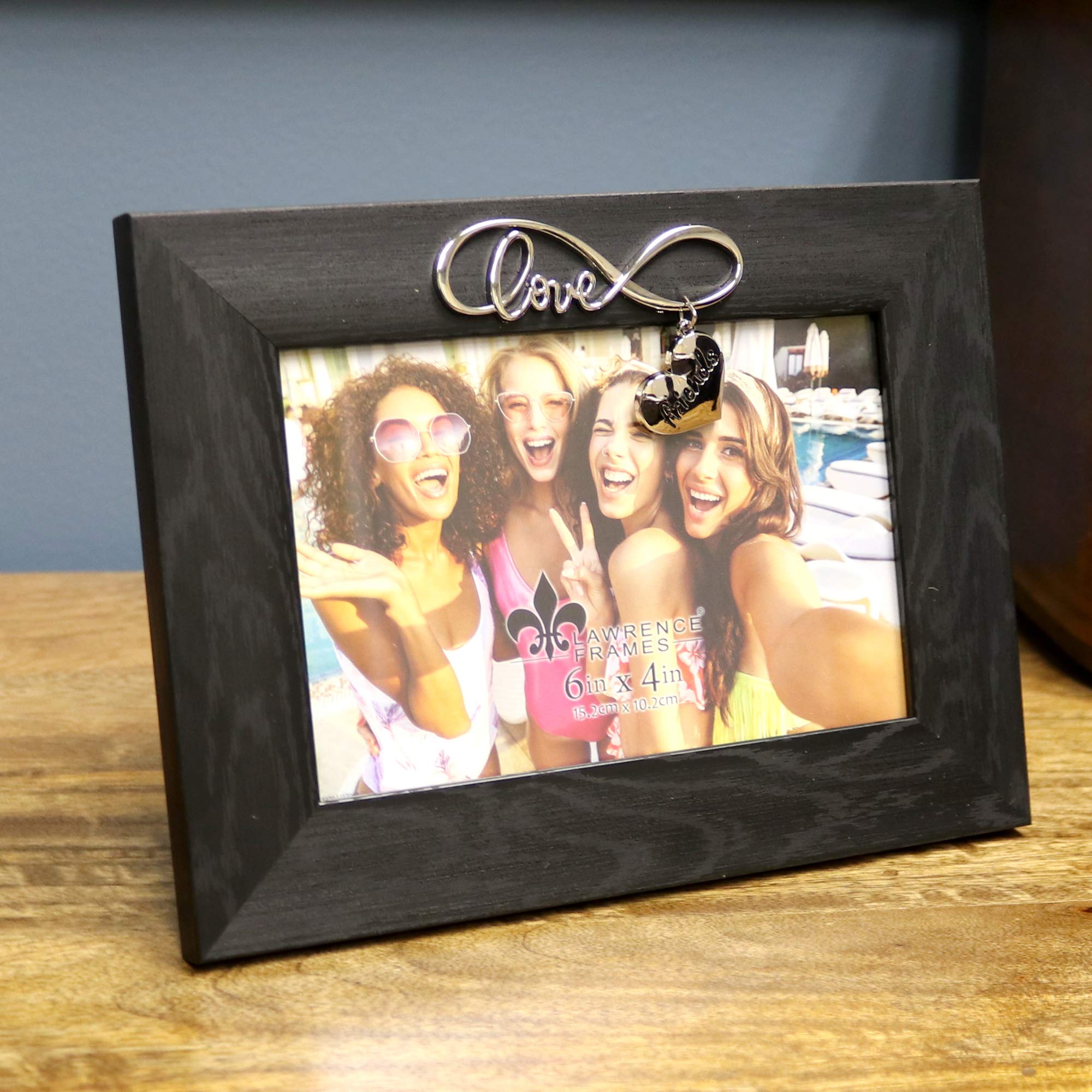 Lawrence Frames Infinity Love Picture Frame 6x4 Inches - Elegant Black Photo Frame for Wedding, Anniversary, Home Decor & Gifts - Perfect for Displaying Cherished Memories