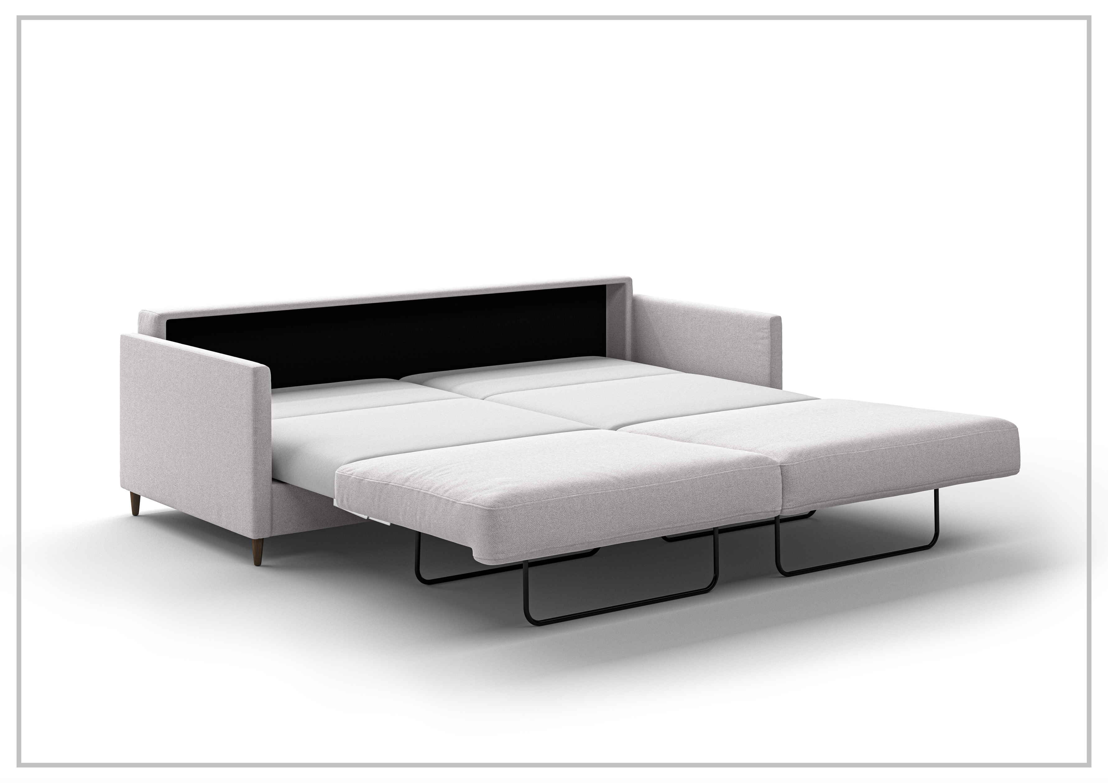 Luonto Elfin Fabric King Sleeper Sofa with Chrome or Wood Legs - Convertible Sofa Bed for Small Spaces, Guest Room & Apartment Living