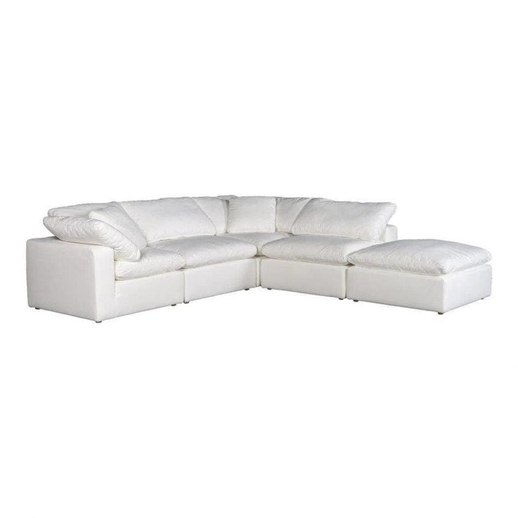 5-Piece Stain-Resistant Terra White Dream Modular Sectional Sofa Set - Perfect for Living Room, Family Room, or Home Theater Seating