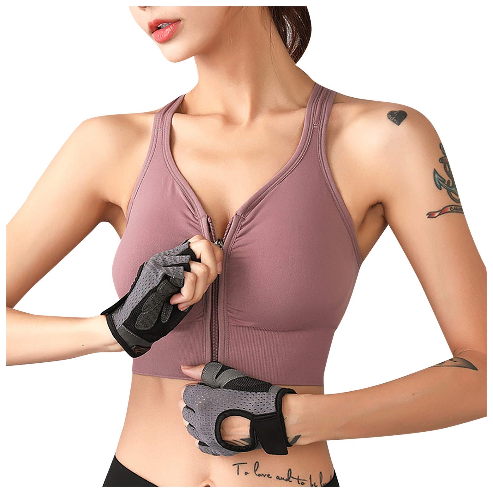 Sexy Women's Sports Bra with Zipper - Yoga, Workout & Fitness Underwear - Rimless Design for Comfort & Style - Perfect for Gym, Running & Activewear
