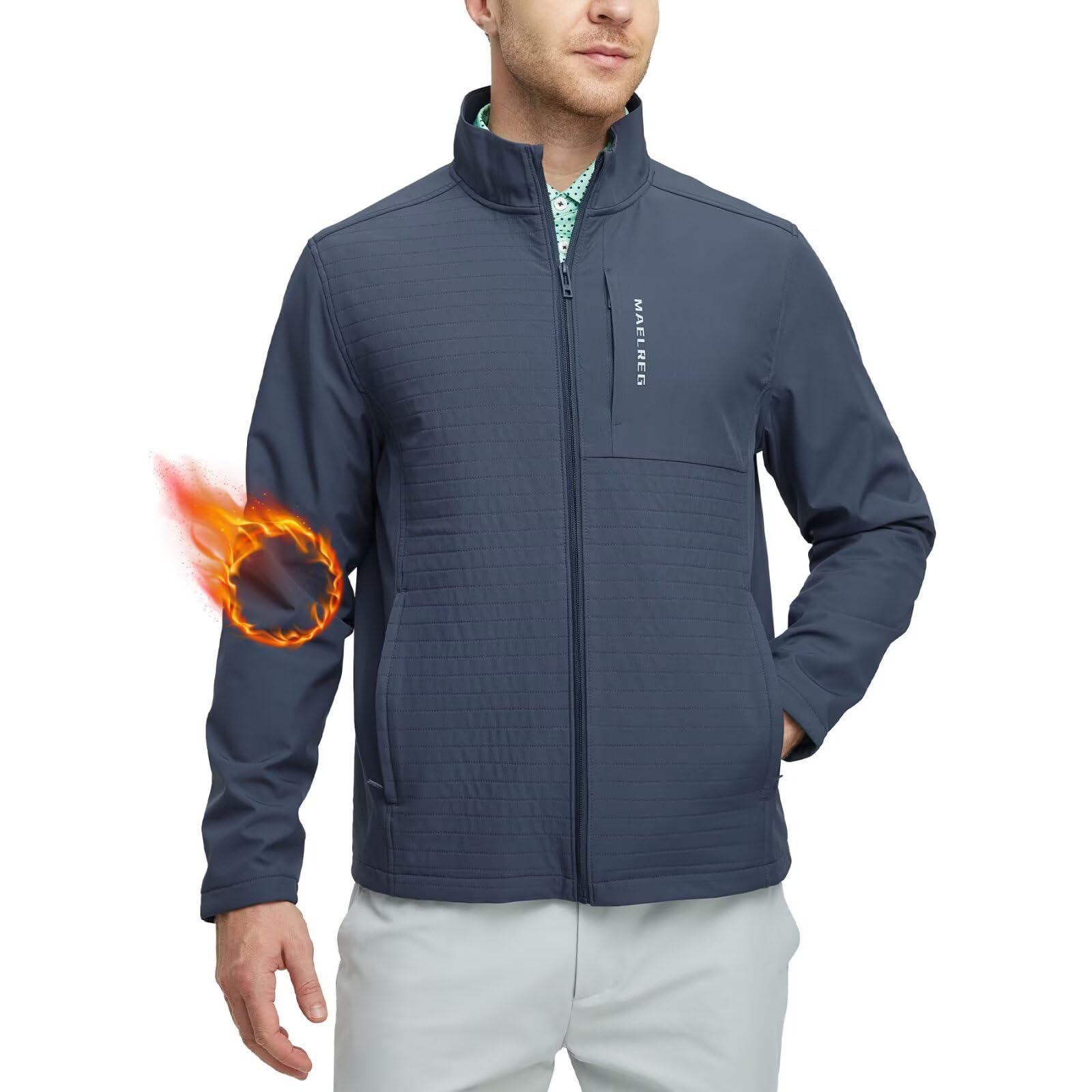 MAELREG Men's Lightweight Water-Resistant Windbreaker Jacket with Zipper Pockets - Softshell Golf Jacket for Spring & Fall - Perfect for Outdoor Activities, Hiking, and Casual Wear