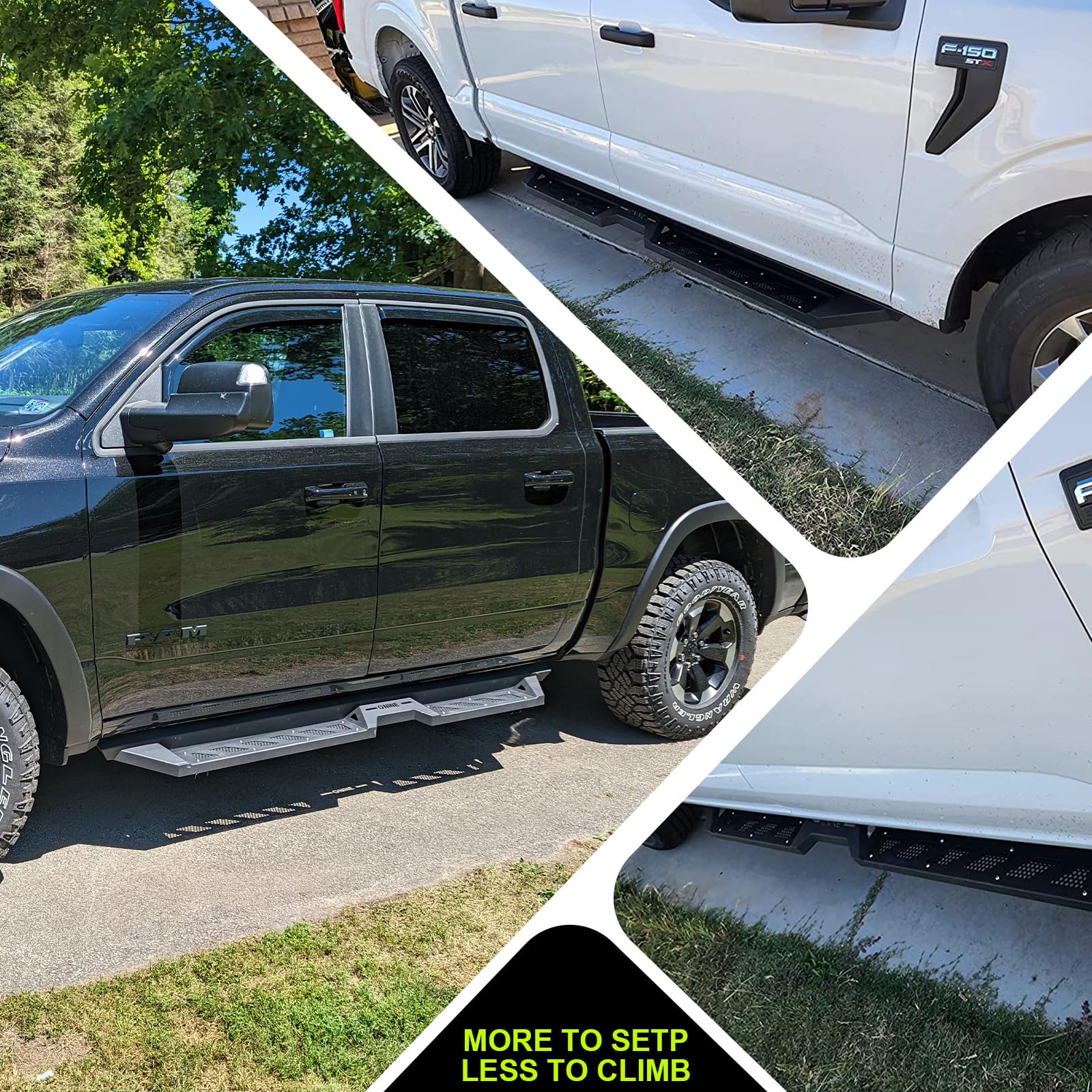 ONINE Thruster Drop Steps - Heavy Duty Steel Running Boards for 2019-2025 Chevy Silverado/GMC Sierra 1500 & 2020-2025 2500/3500 Crew Cab - Side Step Nerf Bars & Rock Sliders - Perfect for Off-Roading, Truck Access & Easy Entry/Exit