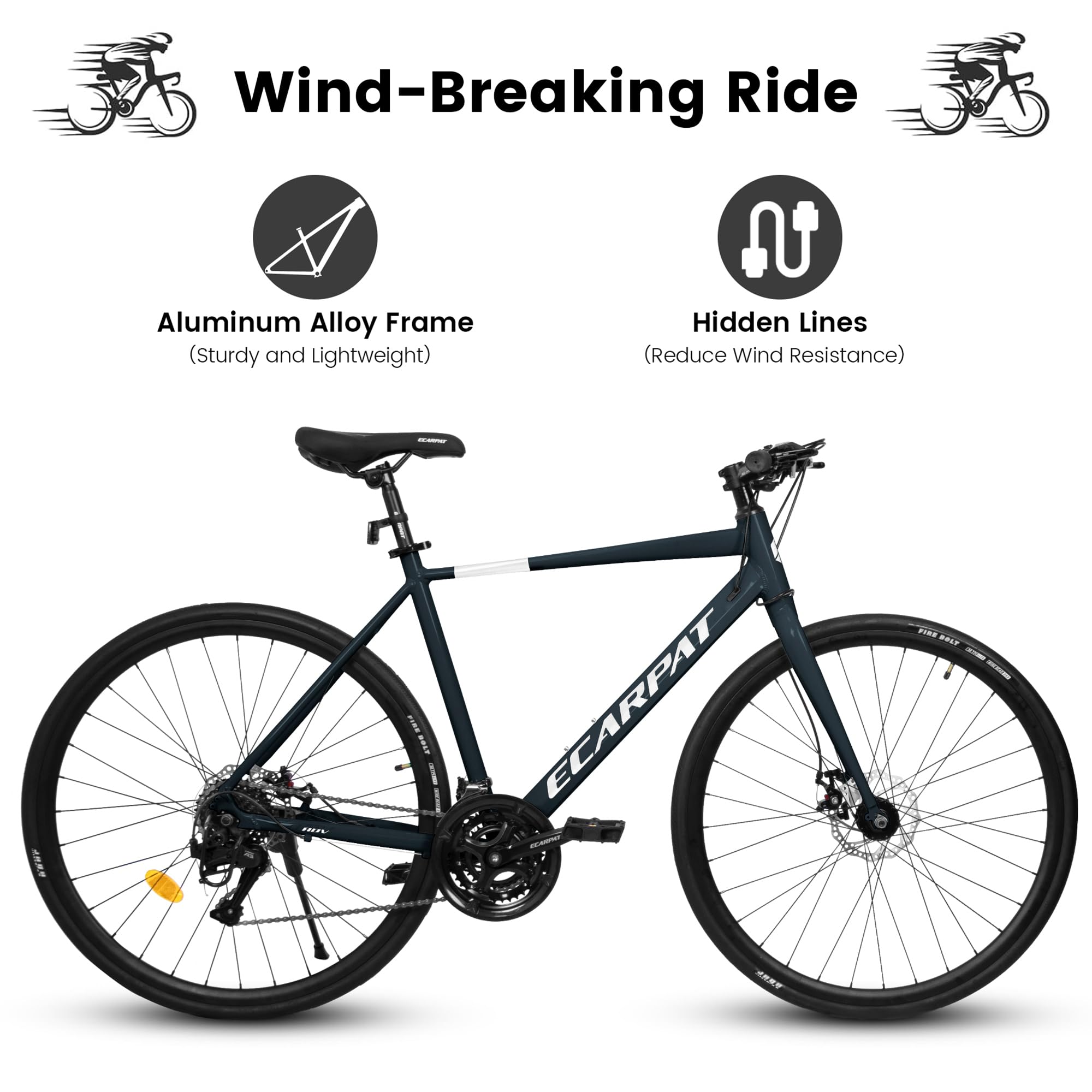 700C 28C Hybrid Road Bike for Men & Women - 24 Speed Lightweight Aluminum Frame with Disc Brakes - Perfect for Commuting, City Riding & Road Racing | Ideal for Daily Work Commute & Fitness Cycling