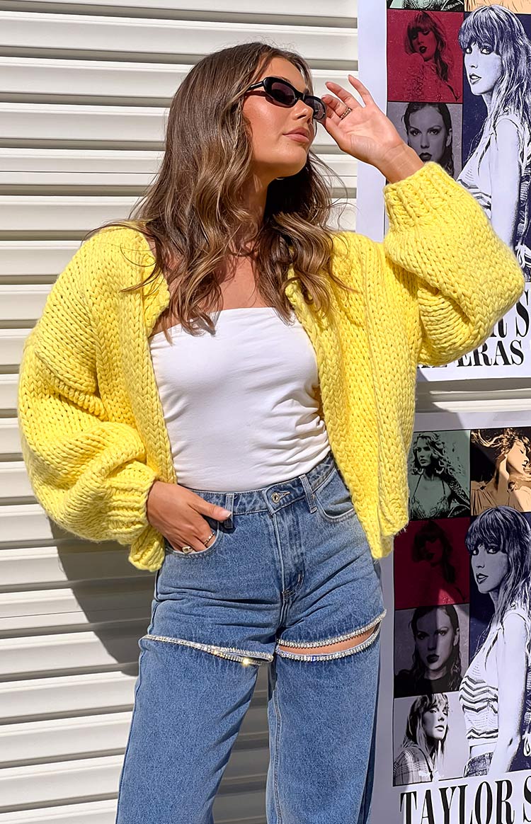 Stylish Yellow Knit Cardigan for Women - Cozy Fall & Winter Fashion - Perfect for Casual Outfits, Office Wear, and Coffee Dates