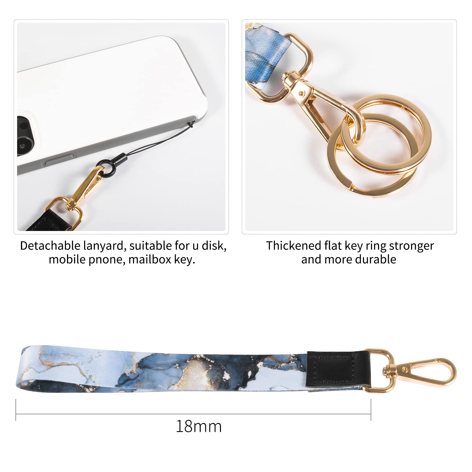 Durable Phone Lanyard Set (8-Piece) with Metal Clasp - for ID Badge, Keys & Wallet - Office & Travel Use