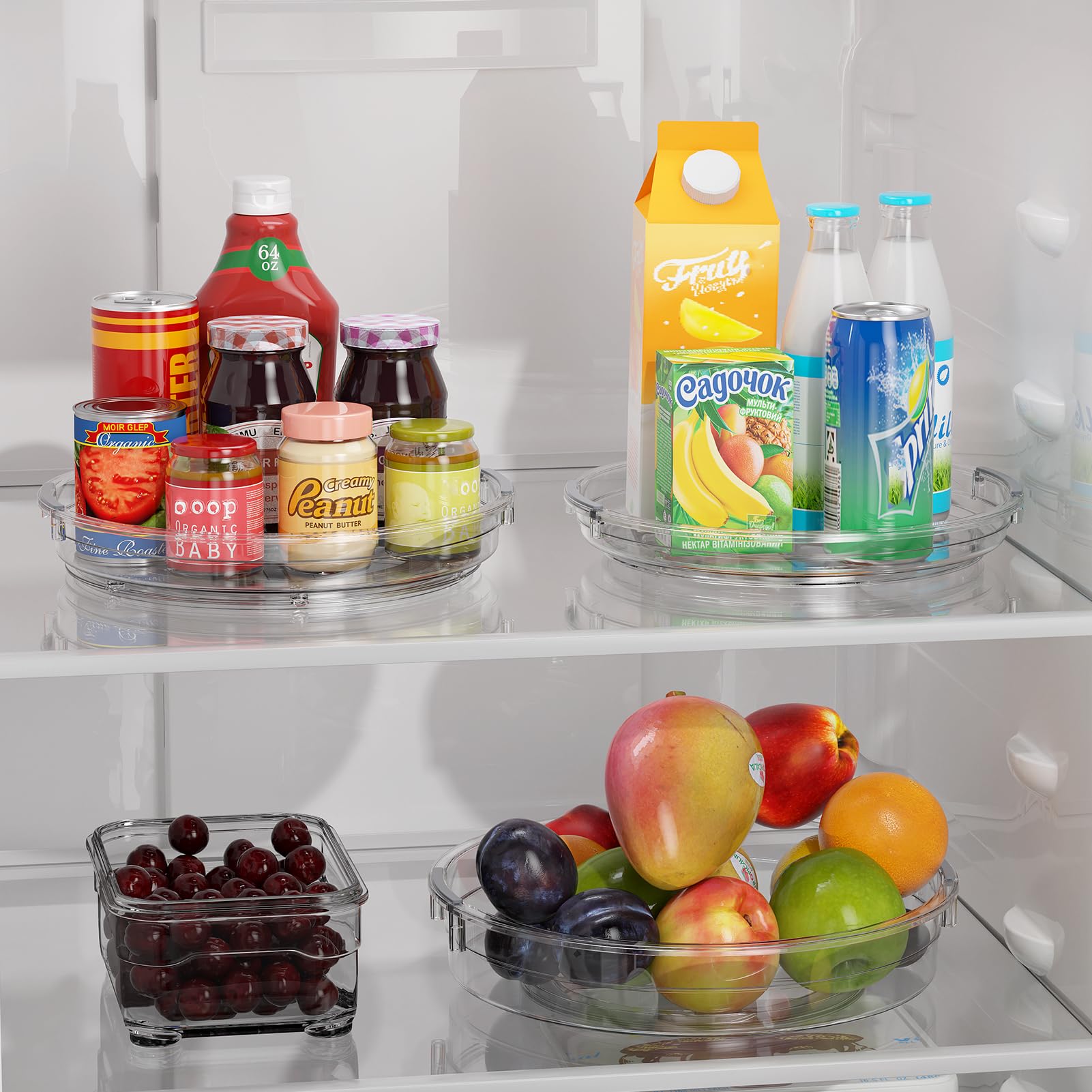 LAMU 3-Pack Lazy Susan Turntable Organizer for Kitchen Cabinet - 9.25