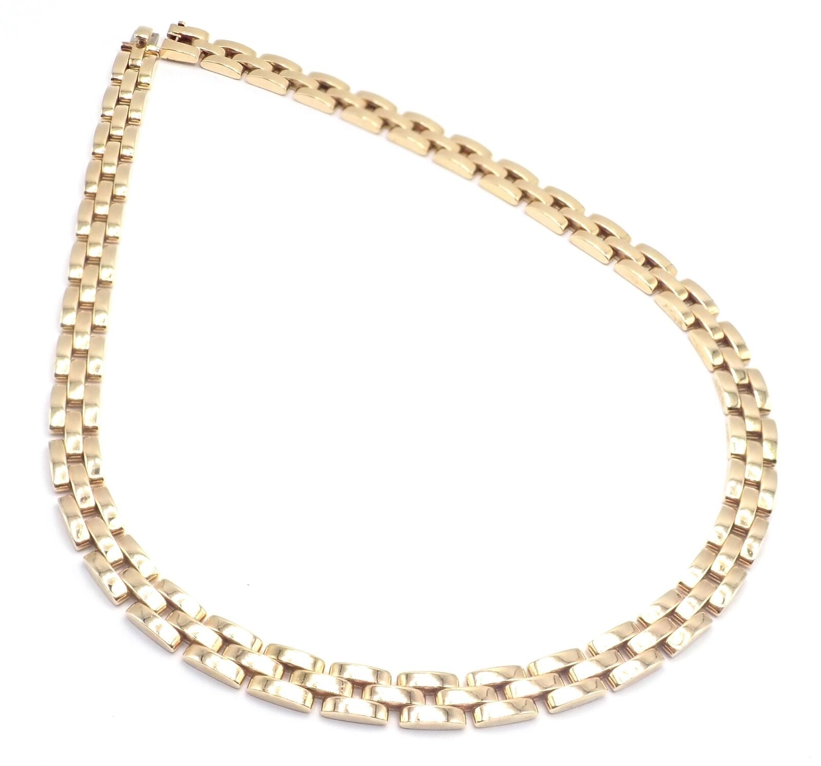 Authentic Cartier 3 Row Maillon Panther Panthere 18k Yellow Gold Link Necklace | Luxury Jewelry for Women | Perfect for Weddings, Parties & Special Occasions