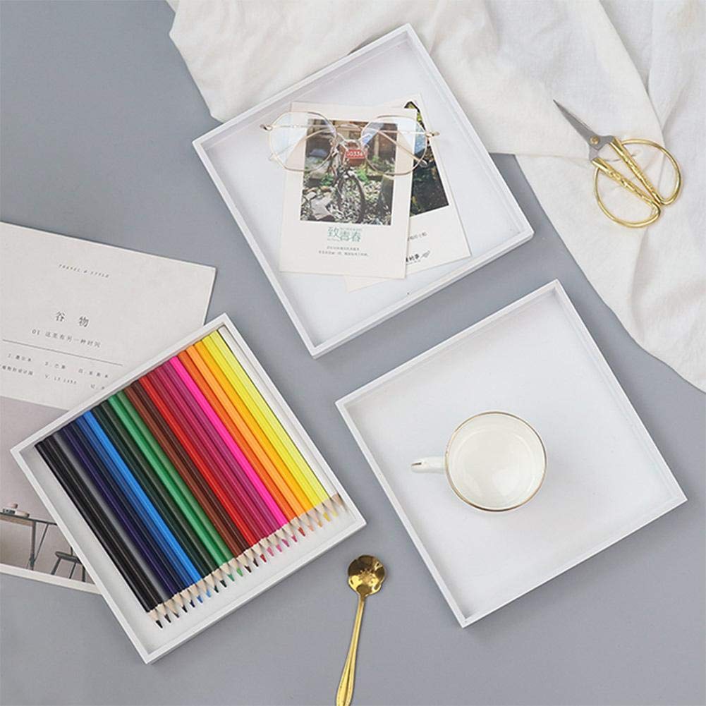 Multi-Purpose Jewelry Tray - White Desktop Storage Organizer & Valet Tray for Jewelry, Cosmetics, Food | Perfect for Bedroom, Bathroom & Vanity Organization