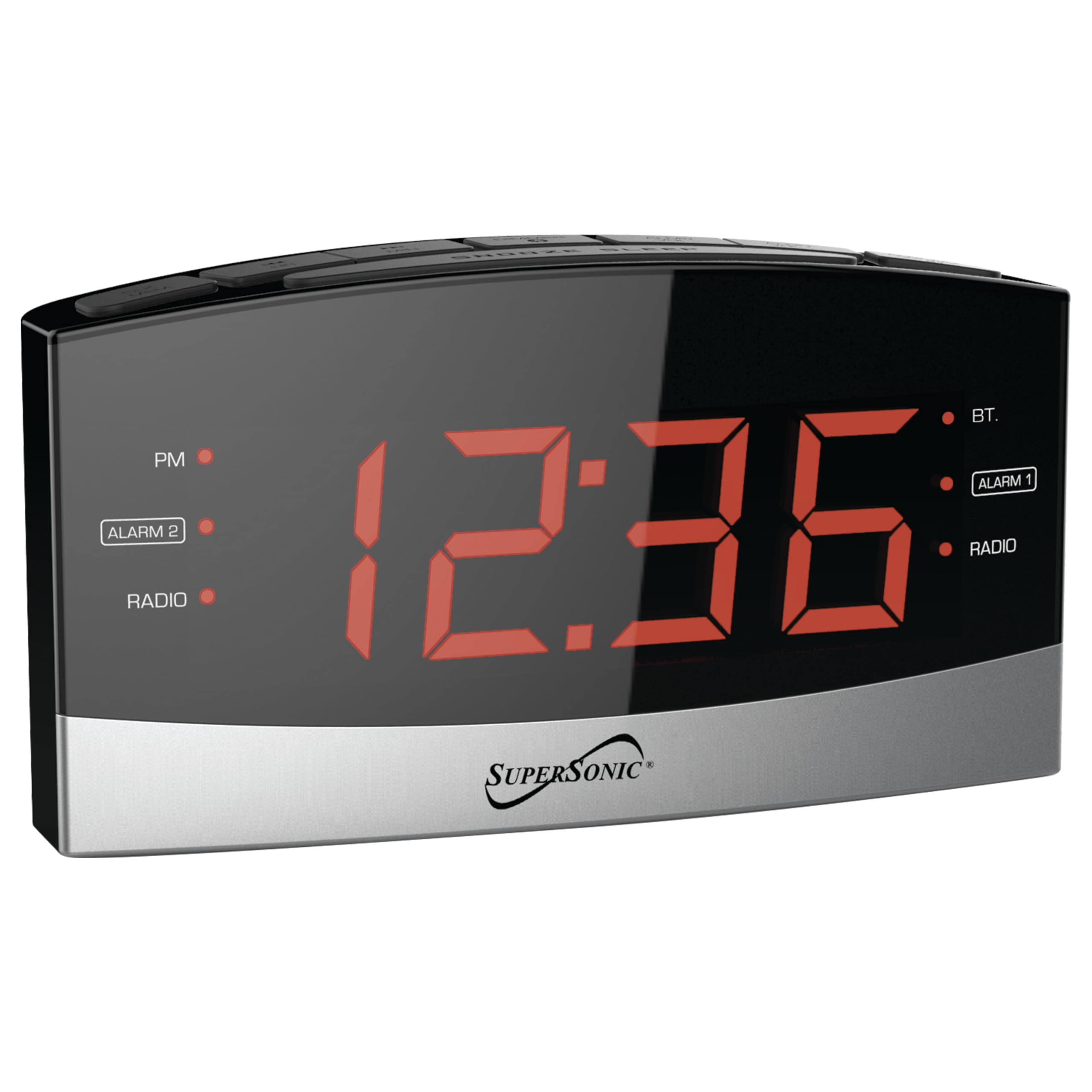 Supersonic SC-381 Bluetooth Digital Alarm Clock Radio with 1.8