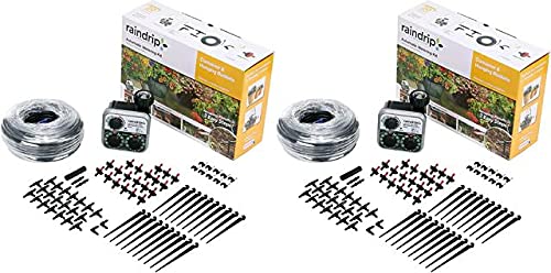 Automatic Plant Watering System Kit - 2 Pack Black Drip Irrigation for Potted Plants, Hanging Baskets & Containers | Self-Watering Device for Indoor/Outdoor Gardens, Vacation Plant Care, Up to 20 Plants