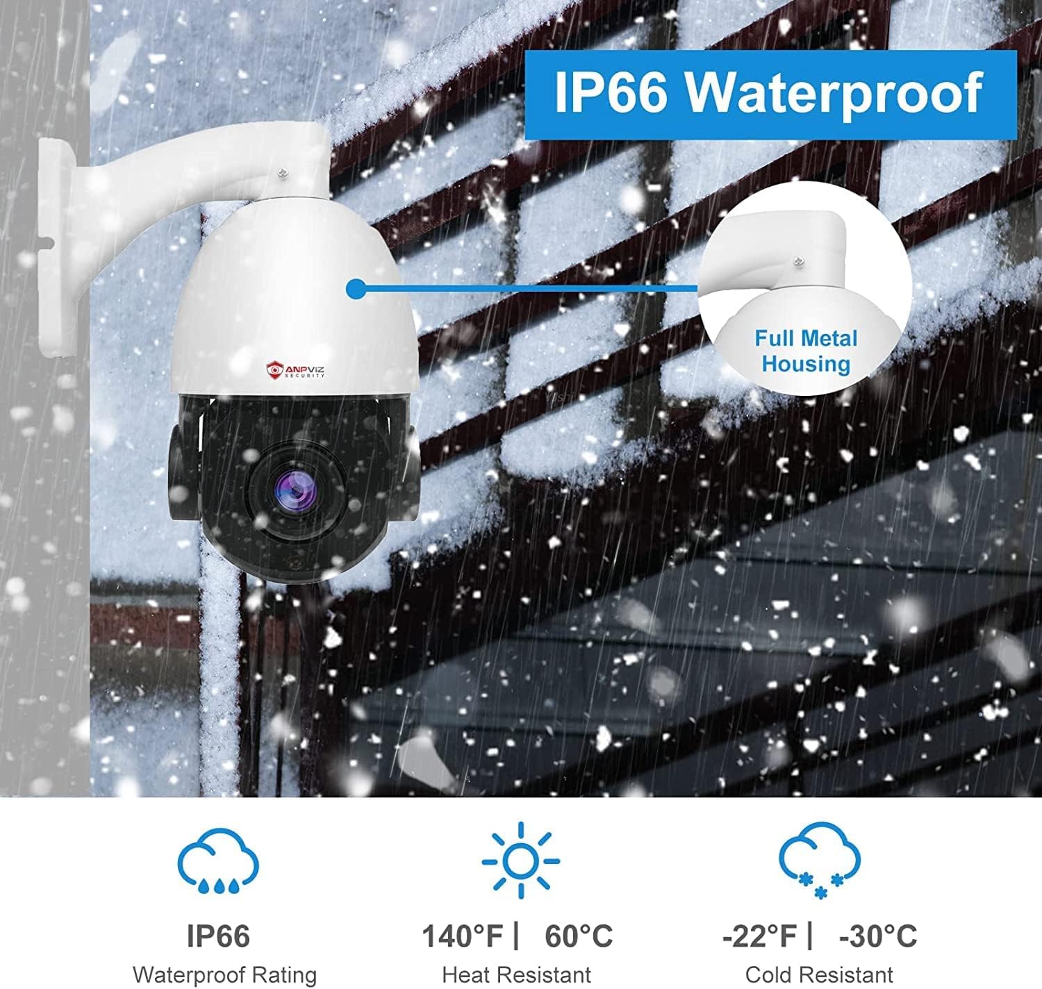 ANPVIZ 5MP PoE PTZ IP Surveillance Camera with 20X Optical Zoom - Outdoor Security Camera with Mic/Audio, Human/Vehicle Detection, 300ft IR Night Vision, 360° Pan & 90° Tilt, IP66 Waterproof (U Series) - Ideal for Home Security, Business Monitoring & Parking Lot Surveillance