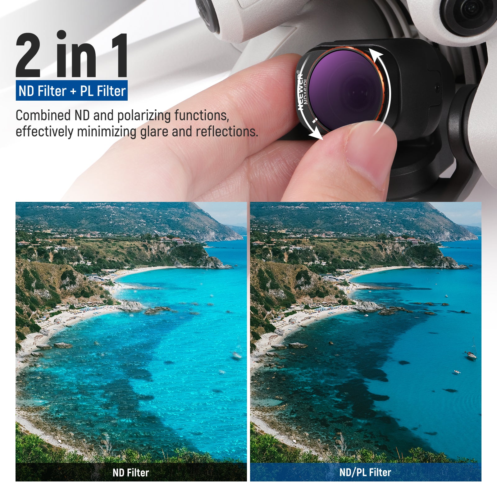 NEEWER FL A33 16-Piece ND & CPL & Effect Filter Kit for DJI Mini 4 Pro Drone - Enhance Aerial Photography with Light Control & Creative Effects for Stunning Landscapes & Action Shots