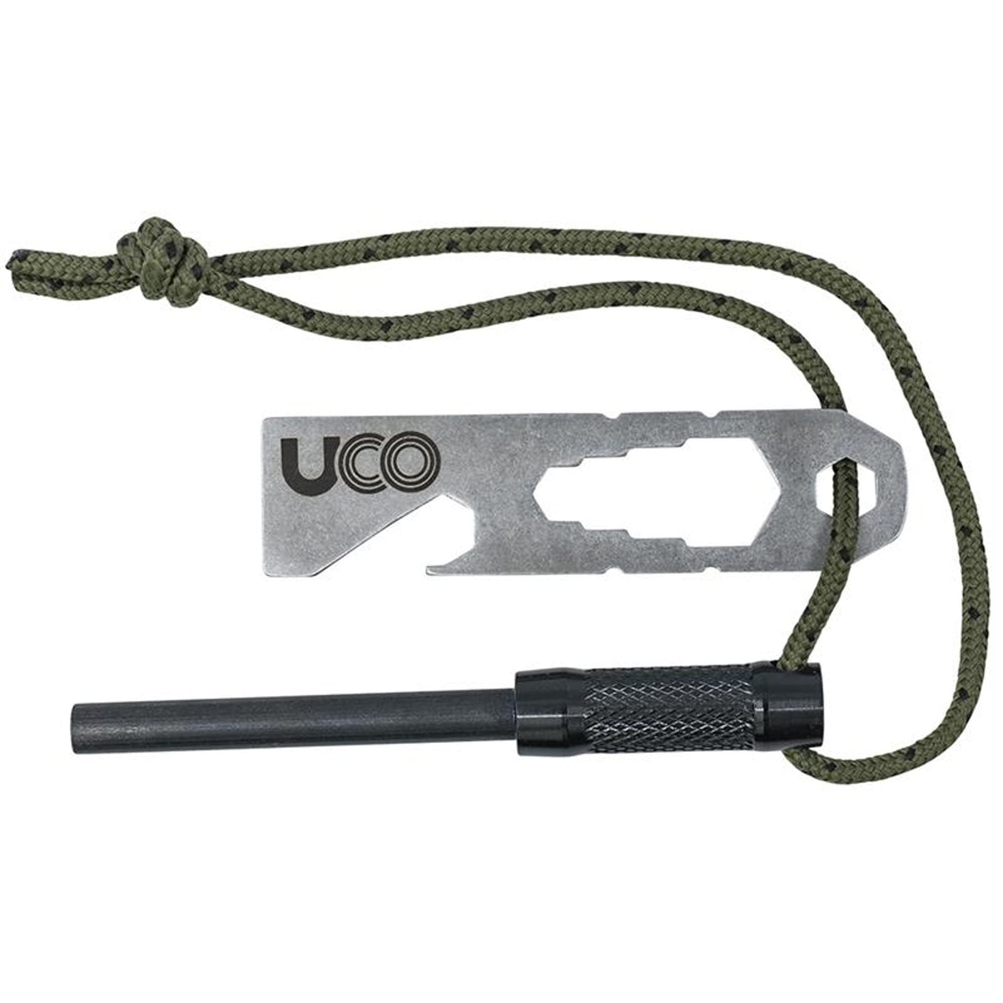 UCO Survival Fire Starter with Lanyard & Multitool - Emergency Fire Making Kit for Camping, Hiking, and Outdoor Adventures