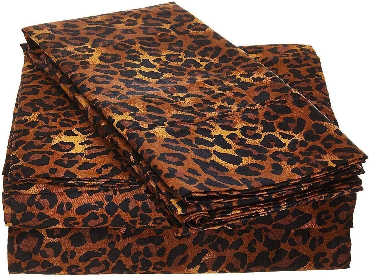 Premium Queen Size Giza Cotton Sheet Set - 800 Thread Count Luxury Bedding with 16-Inch Deep Pockets - Soft Leopard Print Design for Comfortable Sleep - Perfect for Master Bedrooms, Guest Rooms & Cozy Home Decor