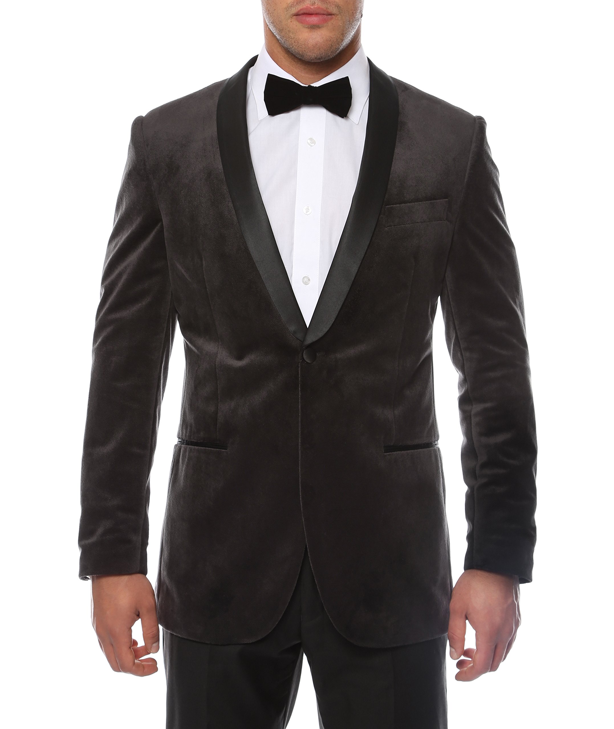 Men’s Velvet Blazer - Single Button Wedding Tuxedo Jacket with Shawl Satin Lapel for Formal Events, Evening Wear & Groom Attire | Perfect for Weddings, Prom, Dinner Parties & Special Occasions