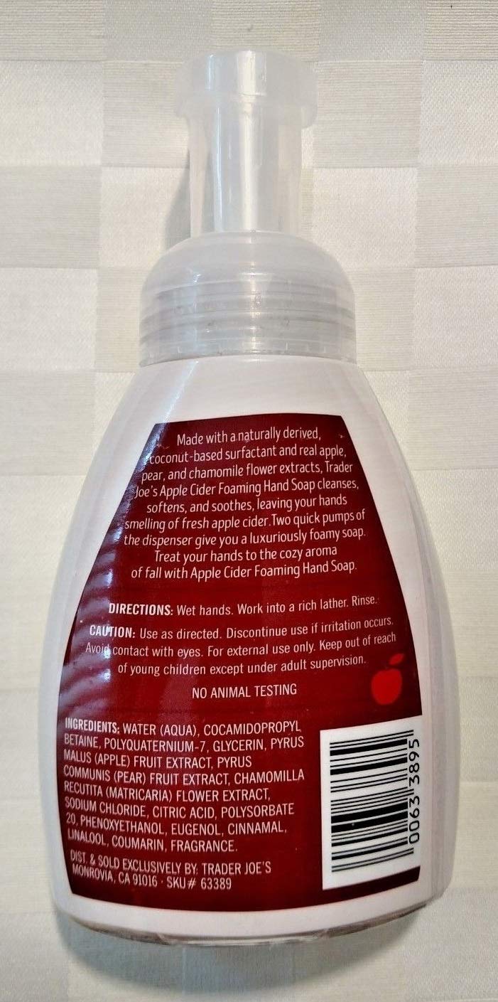 Trader Joe's Apple Cider Scent Foaming Hand Soap - Limited Edition Seasonal Fall Hand Wash | Refreshing Autumn Fragrance | Perfect for Kitchen, Bathroom & Guest Washrooms