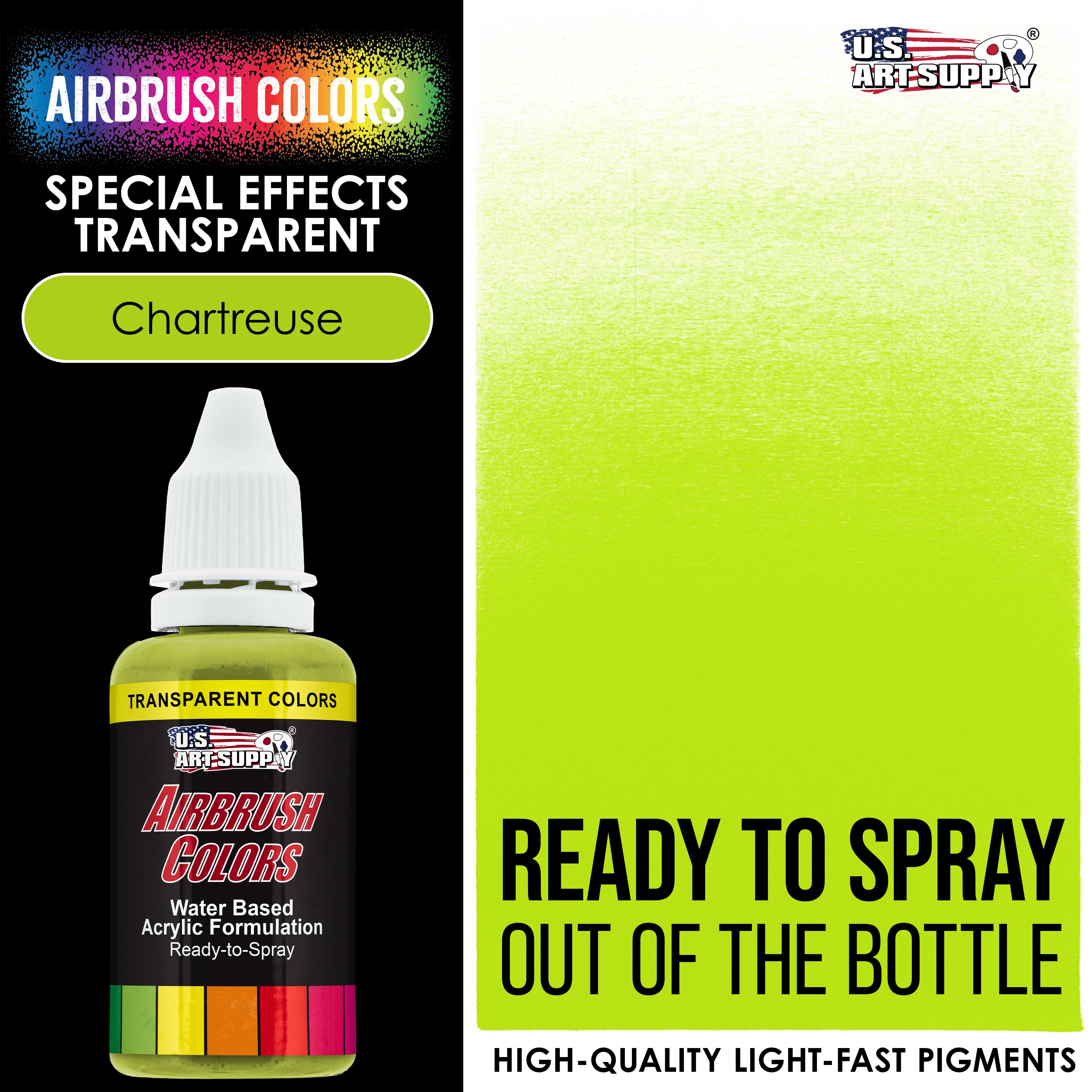 Premium Chartreuse Transparent Acrylic Airbrush Paint - 1 oz Bottle for Model Kits, Automotive Art & DIY Crafts - High Flow, Fast Drying, Vibrant Colors