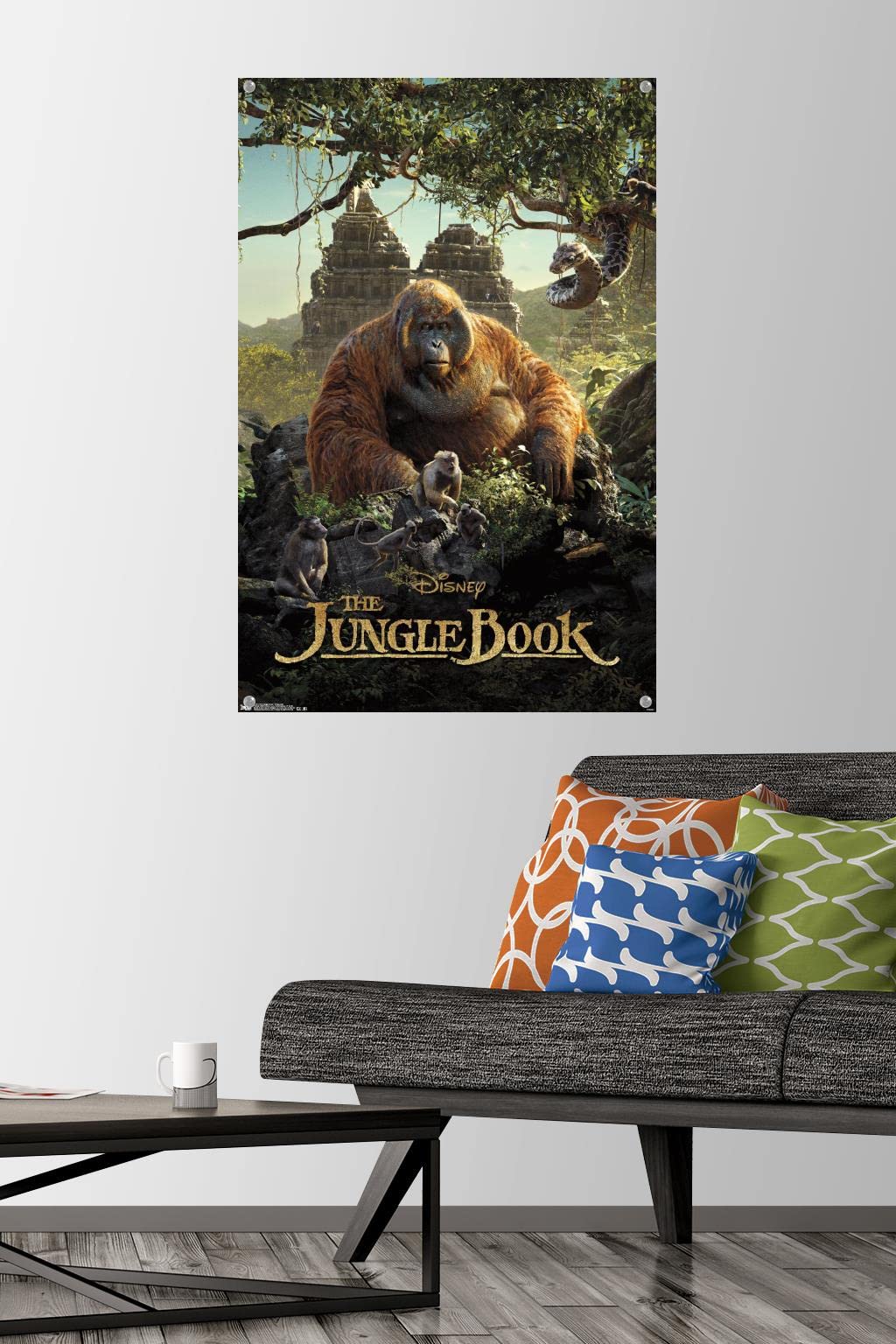 Disney The Jungle Book King Louie Wall Poster with Push Pins - Jungle Themed Room Decor for Kids Bedroom, Playroom & Classroom