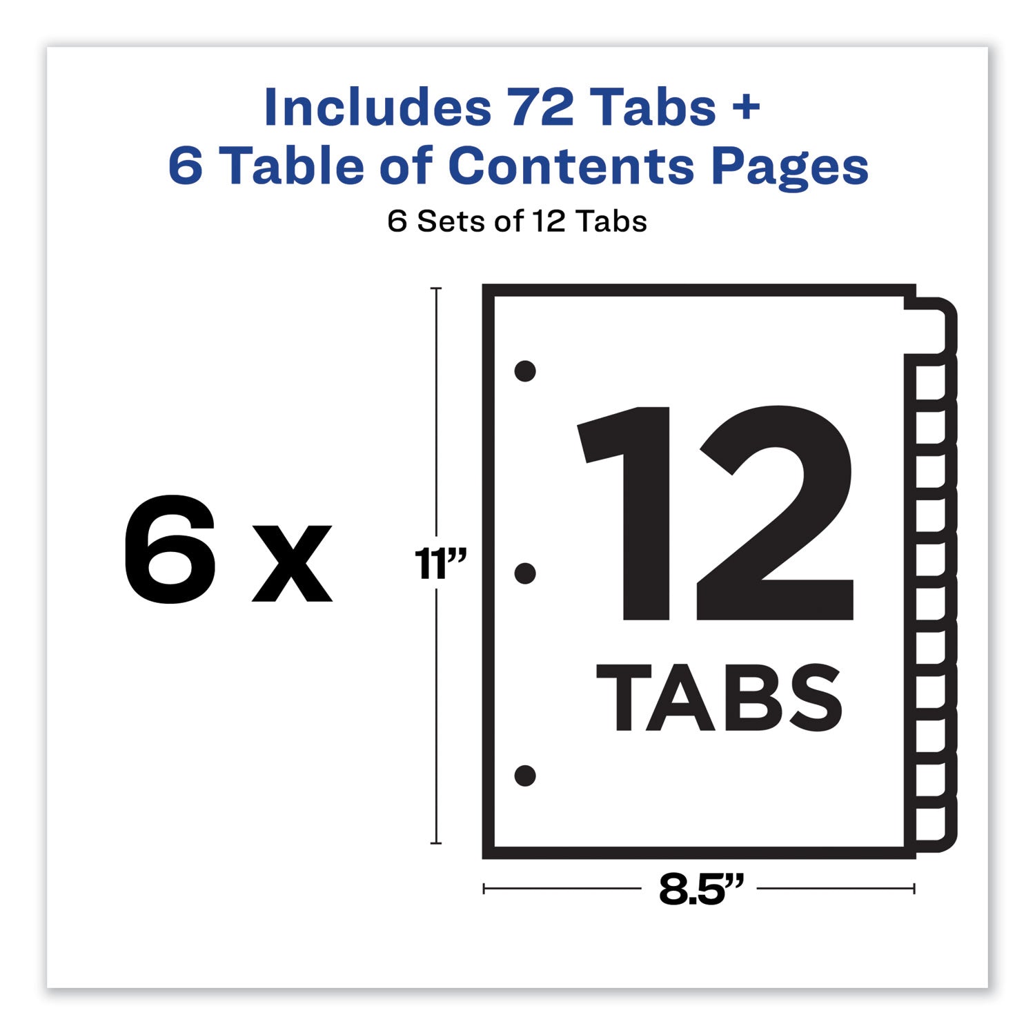 Avery Customizable TOC Ready Index Multicolor Tab Dividers - 12 Tabs (1-12), 11
