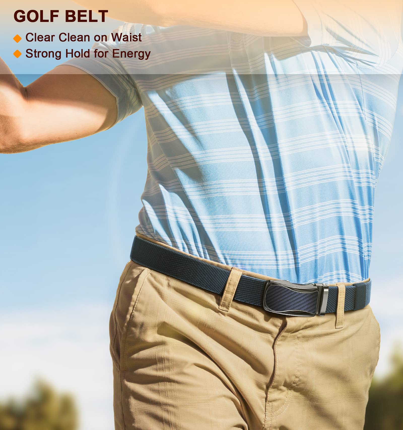 BULLIANT Men's Golf Belt - Stretch Nylon Ratchet Belt for Golf & Hiking