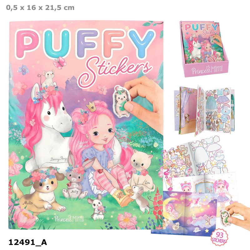 Princess Mimi Puffy Sticker Book for Kids - 500+ 3D Puffy Stickers, Scrapbooking, DIY Crafts, Journaling, Party Favors & Gift for Girls