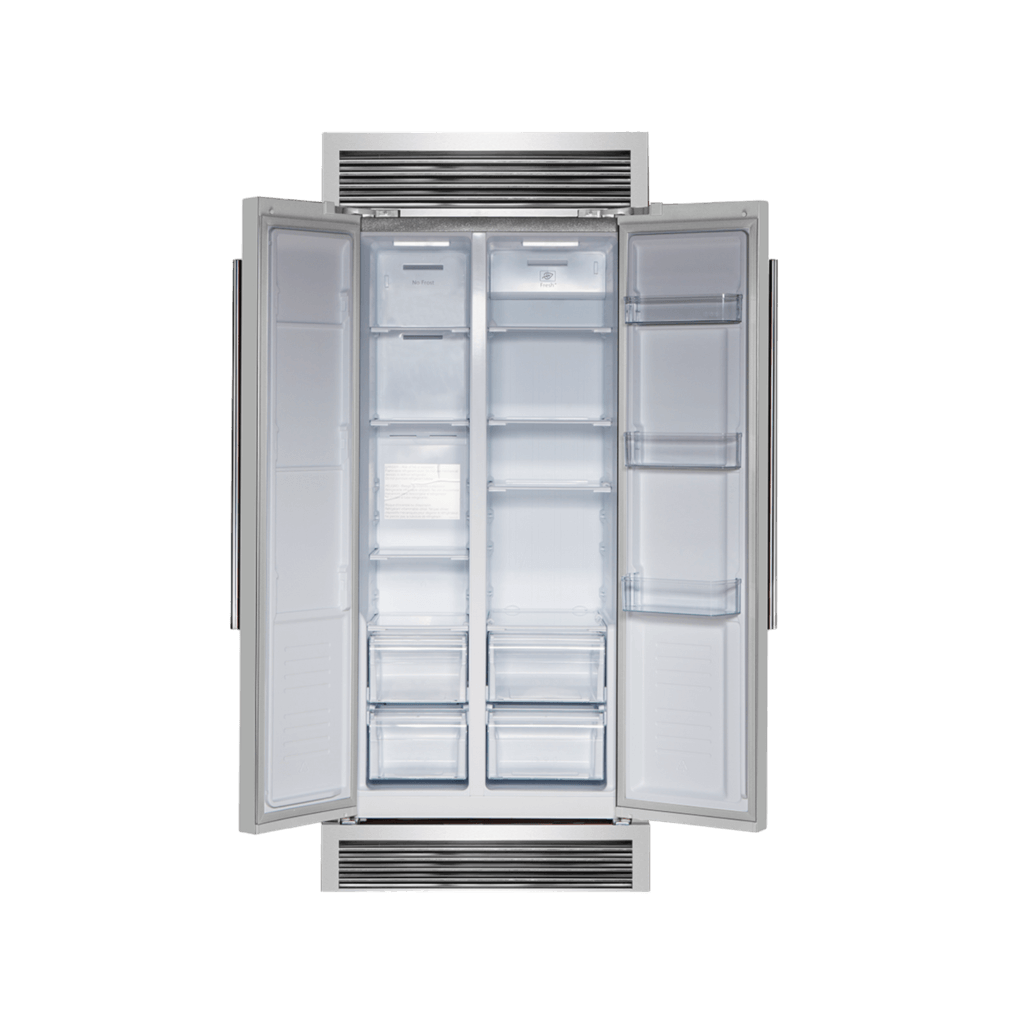 FORNO Salerno 33 Inch Side by Side Refrigerator 15.6 Cu.Ft. Stainless Steel with Grill Trim - Energy Efficient Kitchen Appliance for Home, Restaurant & Office Use (Model FFRBI1805 37SG)