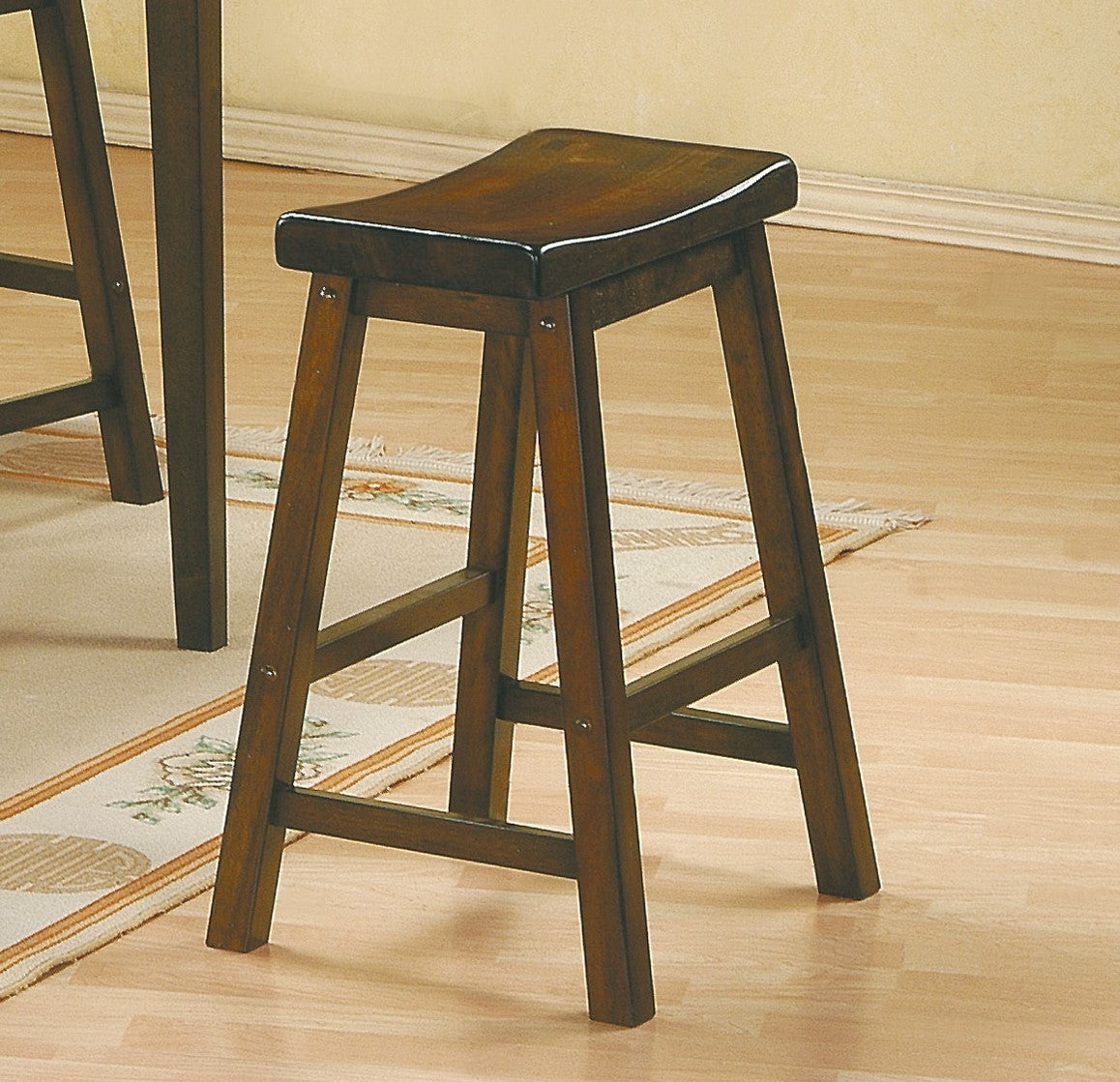 29 Inch Bar Height Stools Set of 2 - Solid Wood Saddle Seat Stools with Cherry Finish - Perfect for Kitchen Island, Breakfast Bar & Casual Dining Room Furniture