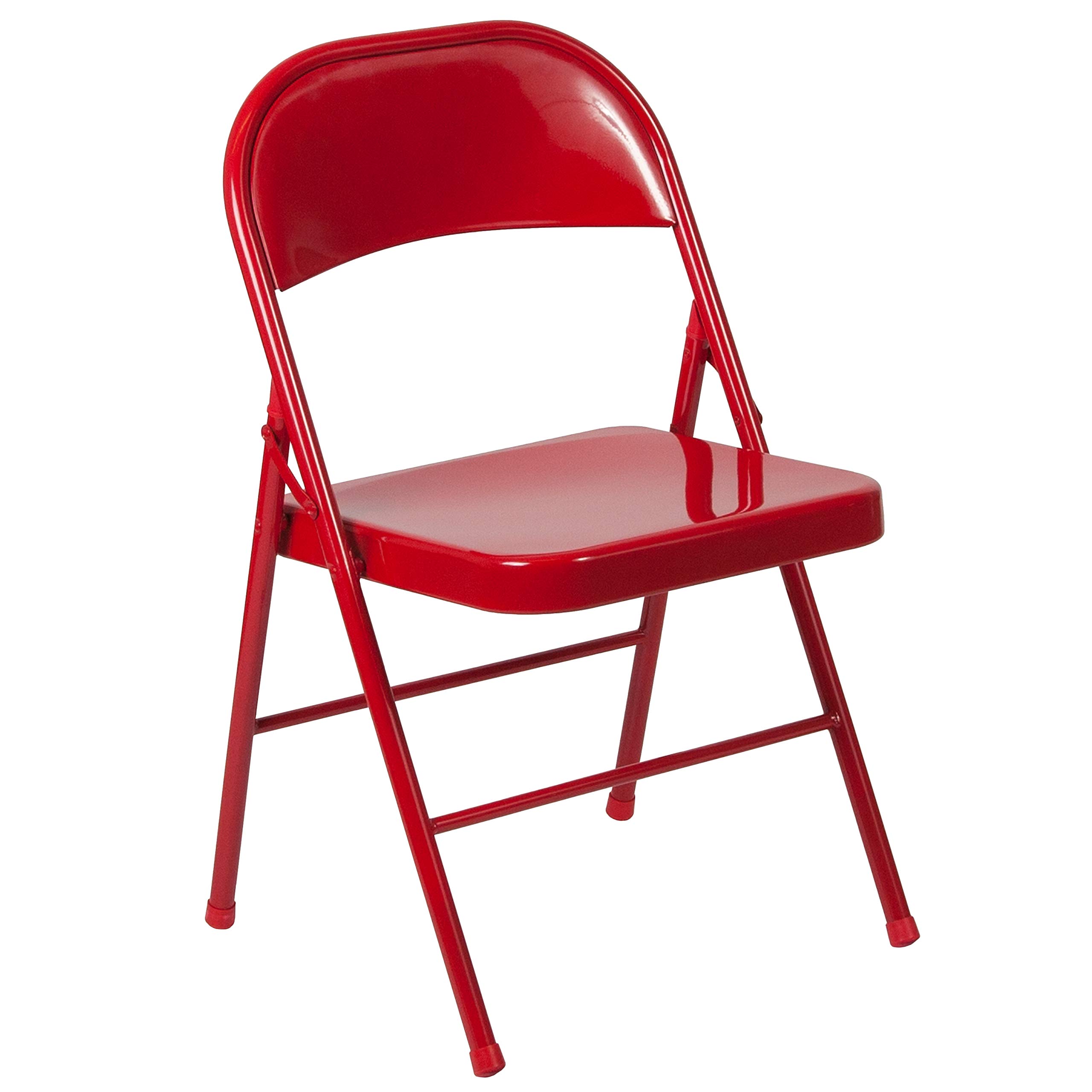 Flash Furniture HERCULES Series Heavy Duty Red Metal Folding Chair - Double Braced for Extra Strength - Perfect for Events, Parties, Outdoor Gatherings & Temporary Seating