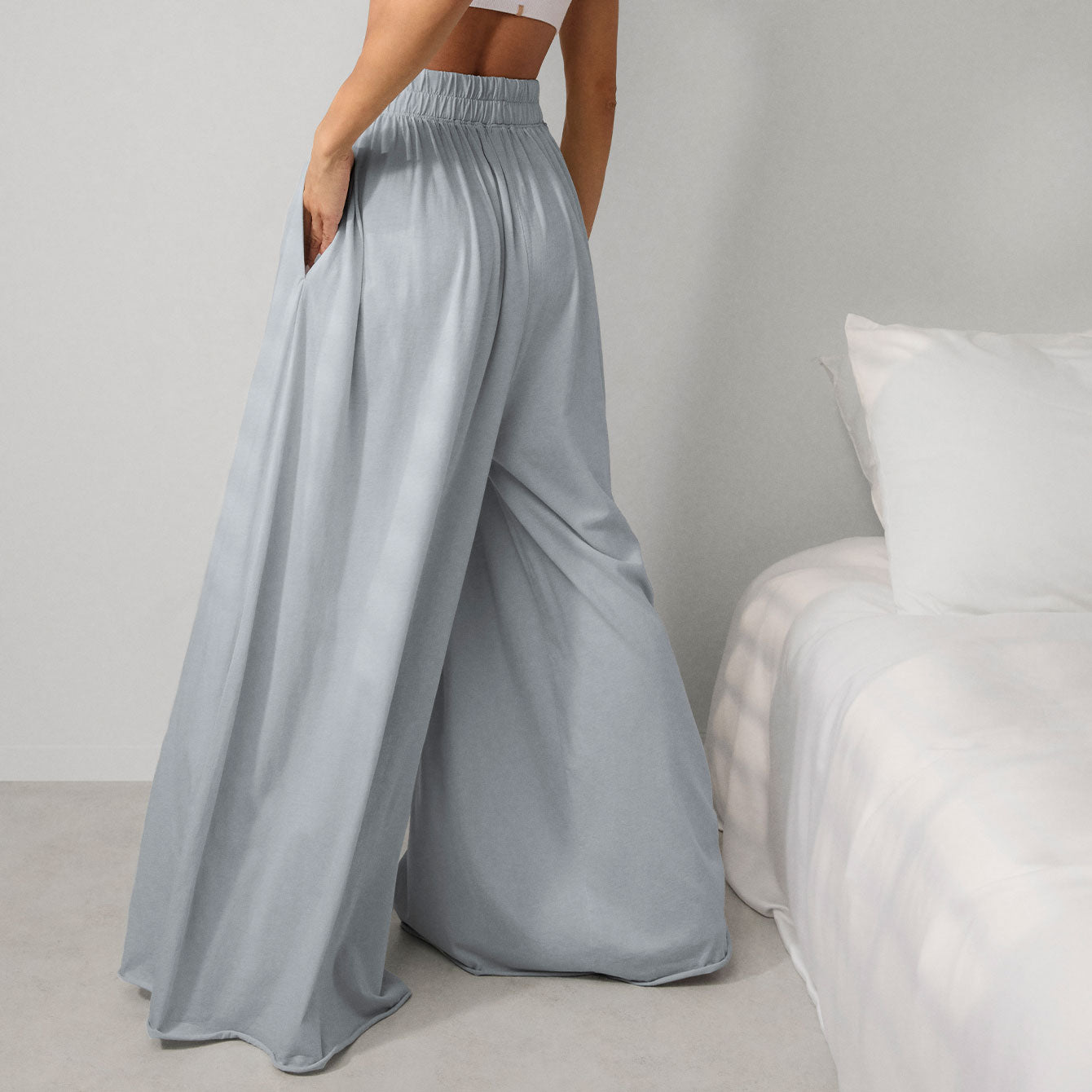 Organic Pima Cotton Wide Leg Pants for Women - Soft & Breathable High Waisted Lounge Pants - Perfect for Yoga, Travel & Casual Wear