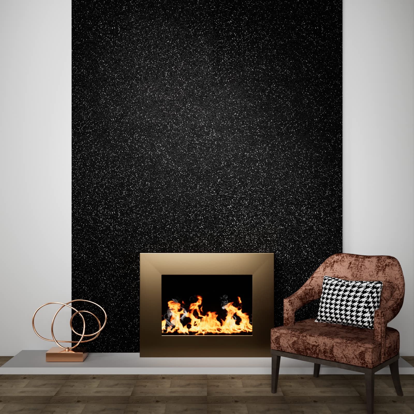Stickyart 40CMx7M Black Peel and Stick Glitter Wallpaper - Self Adhesive Removable Sparkle Contact Paper for Cabinets, Dresser Drawers & DIY Crafts - Perfect for Home Decor, Bedroom Accent Walls & Party Backdrops