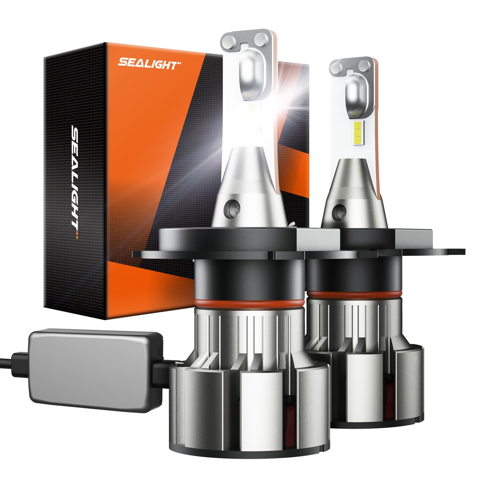 SEALIGHT H4/9003/HB2 LED Bulbs - 36000LM Super Bright 6000K Daylight White Headlight Bulbs with Cooling Fan - Plug-N-Play Installation in 5 Minutes - Perfect for Night Driving & Foggy Conditions (Pack of 2)
