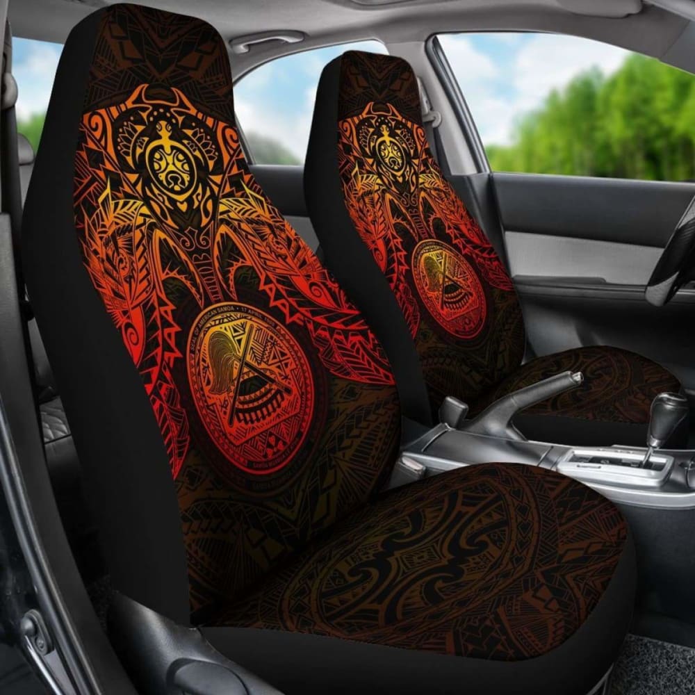 Premium American Samoa Car Seat Covers - Red Turtle & Manta Ray Design - Durable & Stylish for Cars, Trucks & SUVs - Perfect for Travel, Commuting & Outdoor Adventures