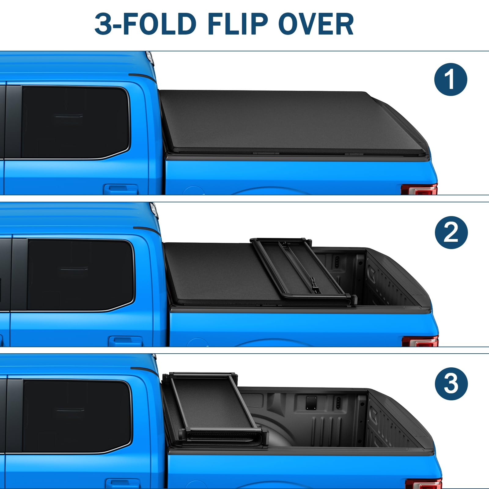 Soft Tri-Fold Truck Bed Tonneau Cover for 2007-2023 Chevy Silverado & GMC Sierra 5.8FT Bed | Waterproof & Durable | Perfect for Hauling, Camping & Outdoor Adventures