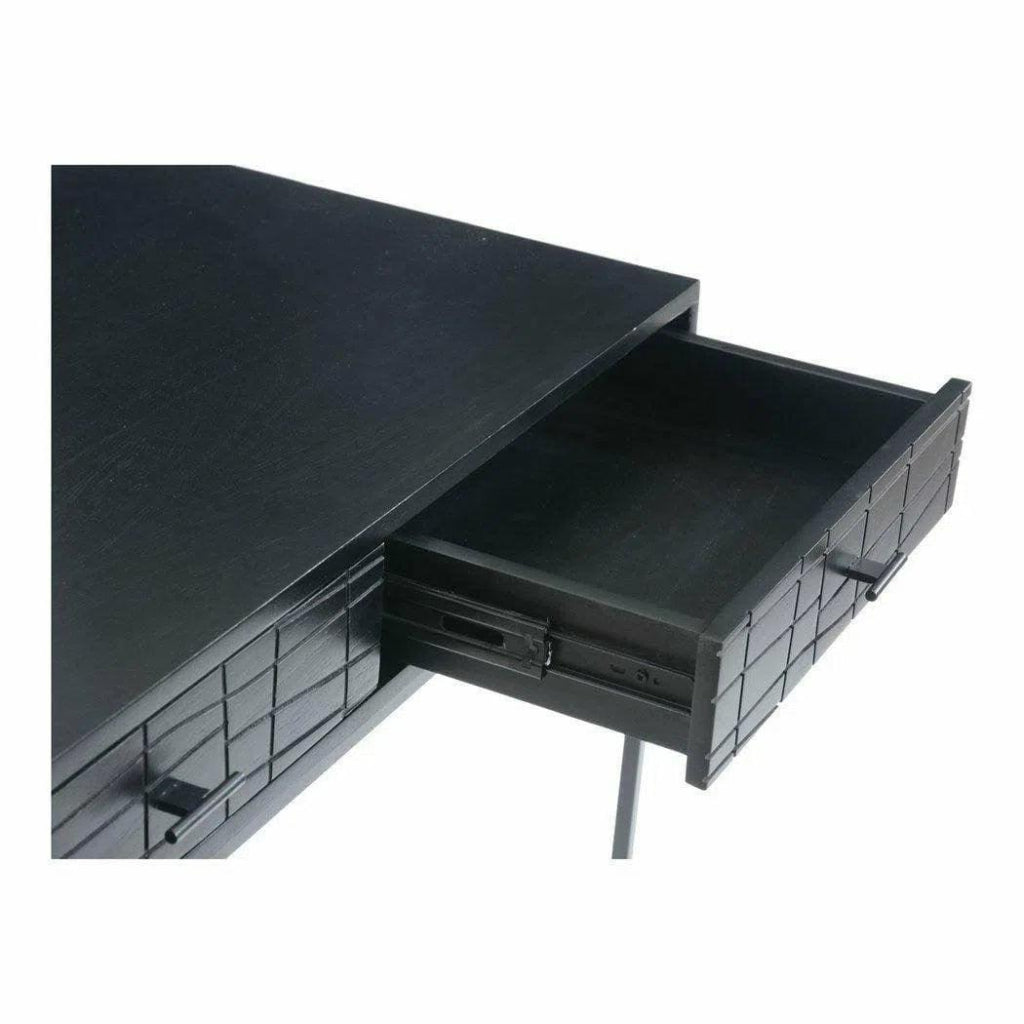 35.5 Inch Modern Black Writing Desk for Home Office - Stylish & Spacious Workspace for Studying, Working, or Gaming