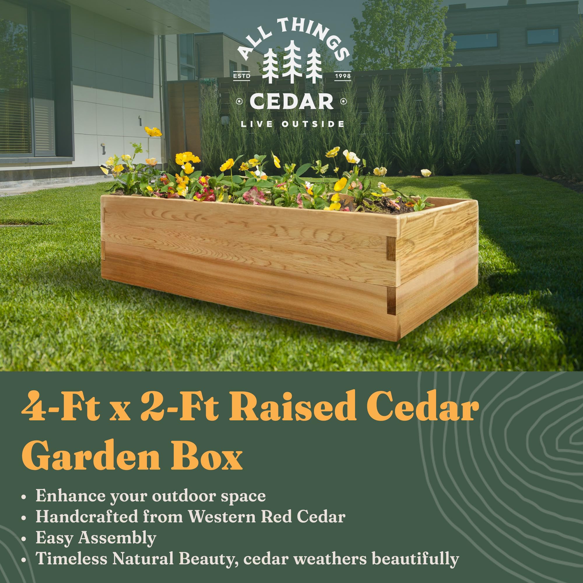 All Things Cedar 4x2 Ft Elevated Garden Box - Stackable & Expandable Raised Bed Planter for Vegetables, Herbs & Flowers | Perfect for Patio, Backyard & Urban Gardening