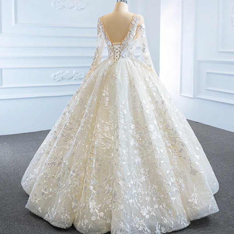 Elegant Long Sleeve Backless Lace-up Cocktail Dress with Transparent Applique & Frill Skirt - Perfect for Evening Parties, Weddings & Special Occasions