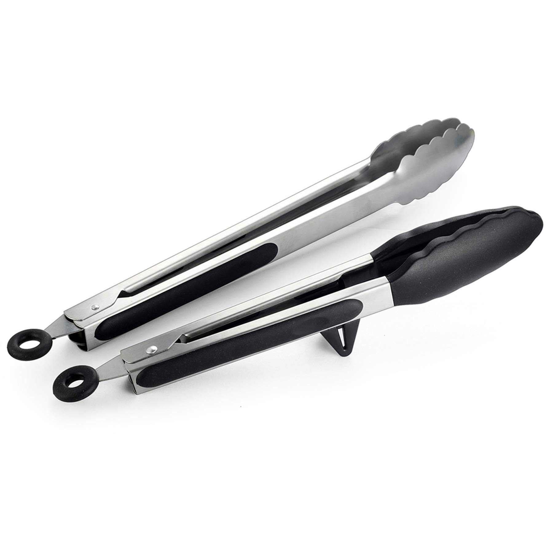 2PCS Stainless Steel Locking Kitchen Food Tongs with Non-Slip Silicone Tips (9