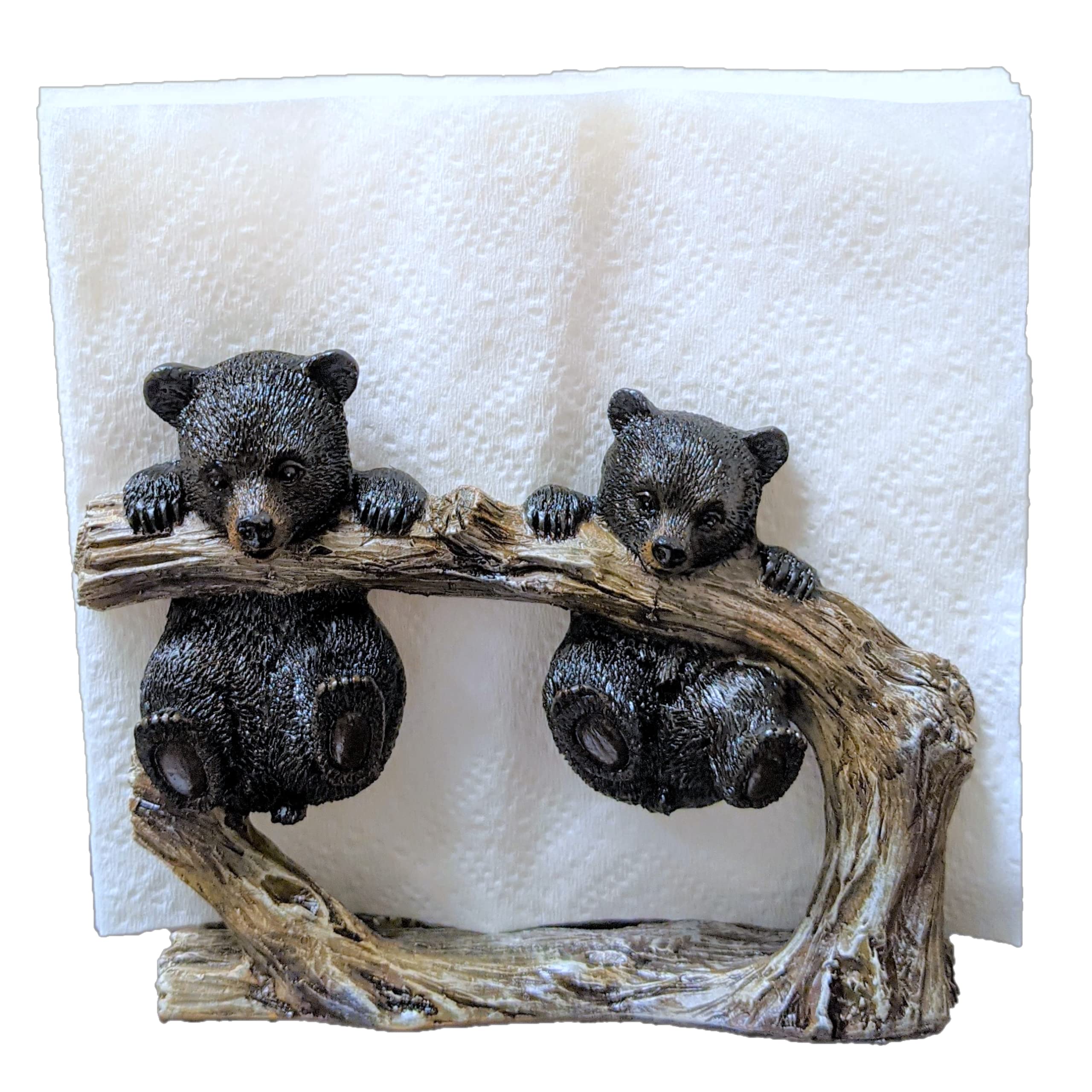 Cute Bear Cubs Hanging on Tree Branch Decorative Napkin Holder & Mail Organizer - Perfect for Kitchen, Office, and Home Decor