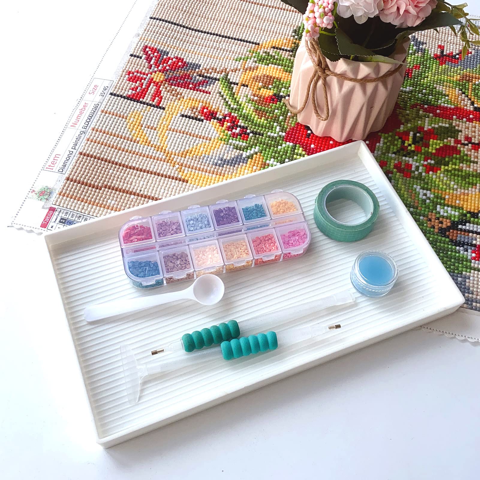 5-Piece Large Diamond Painting Tray Organizer Set - Plastic Bead Storage Containers for DIY Diamond Art & Rhinestone Crafts | Perfect for Gem Painting, Scrapbooking & Home Decor Projects