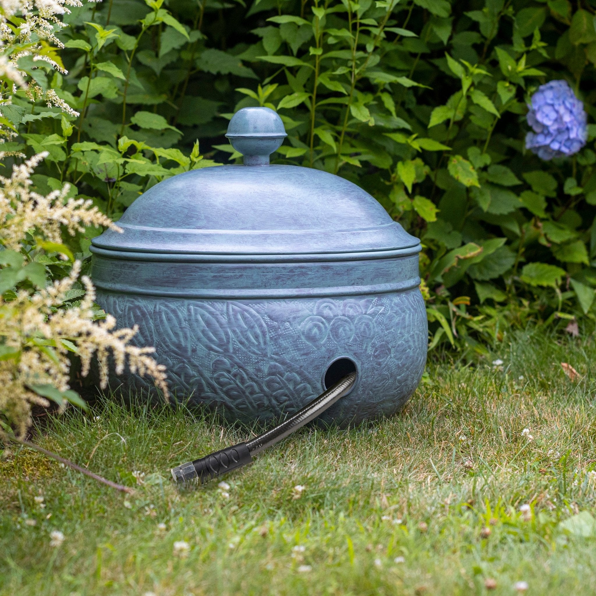 Key West Hose Pot with Lid - Durable Outdoor Garden Hose Storage Container for Yard, Patio, and Pool Area - Perfect for Organizing and Protecting Water Hoses