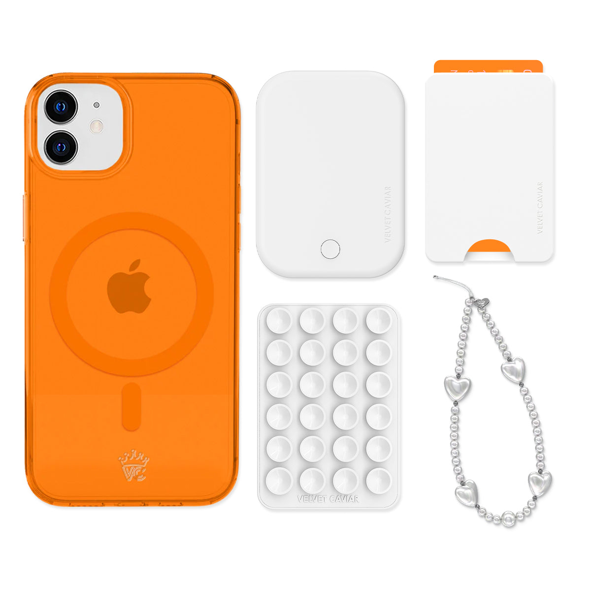 Neon Orange iPhone Wallet Case - Slim Protective Phone Cover with Card Holder & Stand for iPhone 13/14/15 Pro Max | Perfect for Travel, Shopping & Everyday Use