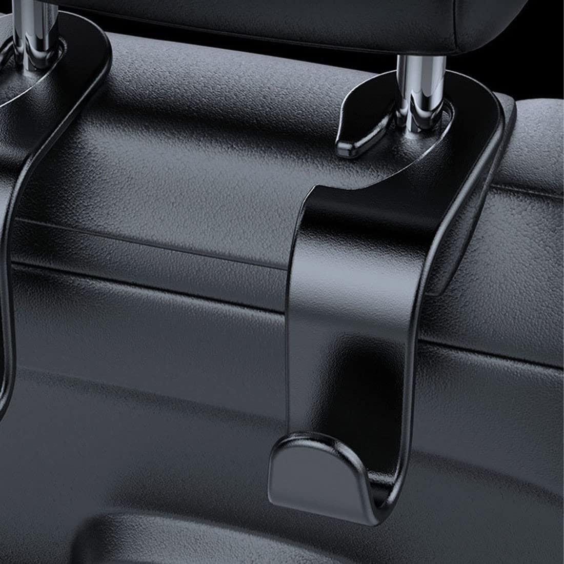 4 Pack Universal Car Seat Headrest Hooks - Heavy Duty Black Back Seat Hangers for Groceries, Bags & Shopping - Perfect for SUVs, Sedans & Minivans