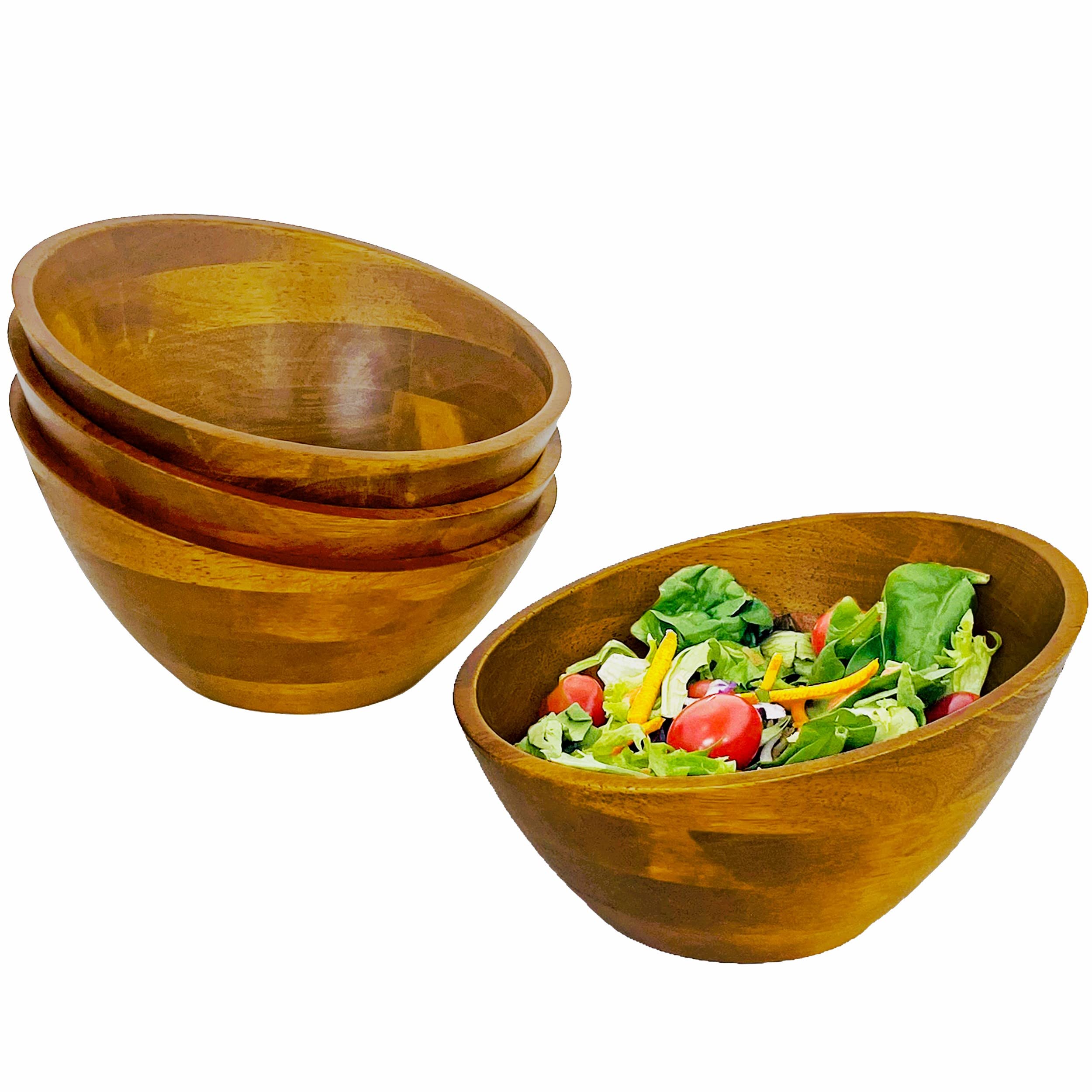 Woodard & Charles Set of 4 Wooden Serving Bowls - 7