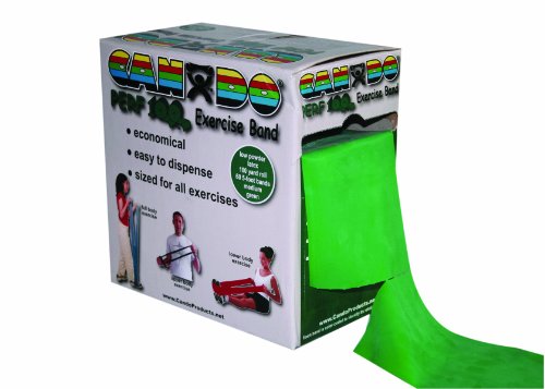 CanDo Perf 100 Low Powder Exercise Band - 100 Yard Resistance Band with Perforations, Medium Strength (Green) - Perfect for Physical Therapy, Home Workouts & Fitness Training