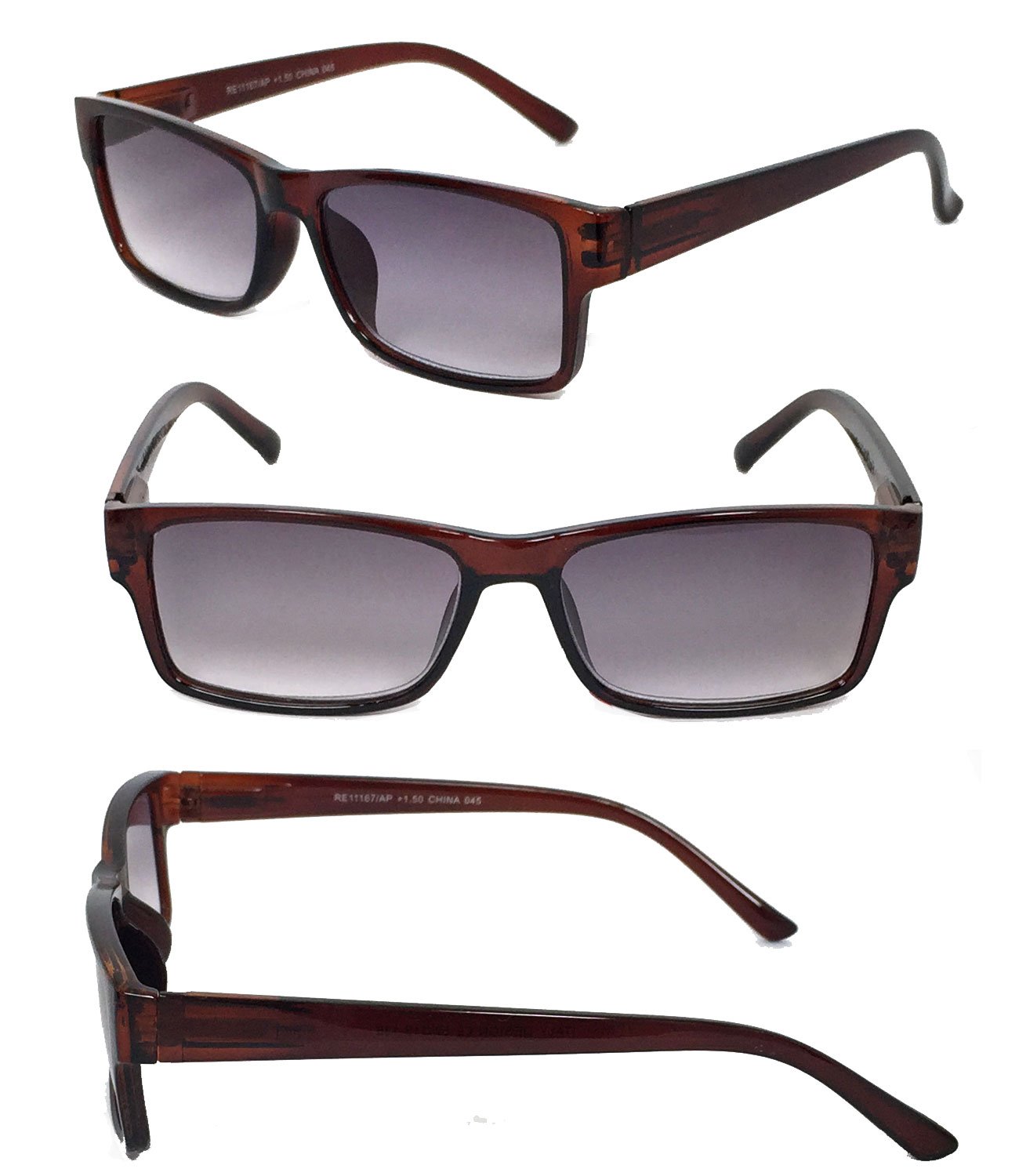 3 Pack Retro Plastic Frame Full Reading Sunglasses for Men & Women - UV Protection Outdoor Reading Glasses (Non-Bifocal) with 1 Hard Case & 2 Soft Pouches - Perfect for Reading, Fishing, Driving, and Outdoor Activities